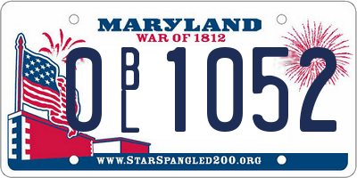 MD license plate 0BL1052