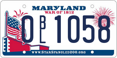 MD license plate 0BL1058