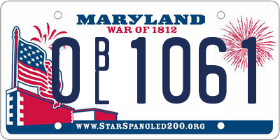 MD license plate 0BL1061