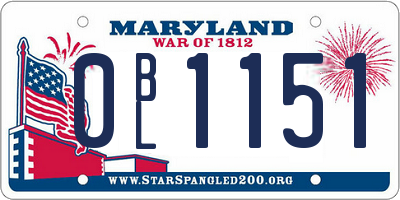 MD license plate 0BL1151