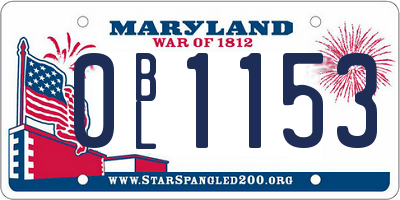 MD license plate 0BL1153
