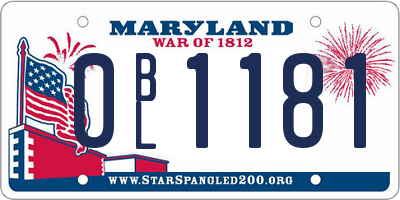 MD license plate 0BL1181