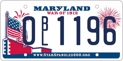 MD license plate 0BL1196
