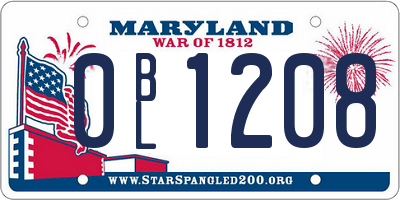MD license plate 0BL1208