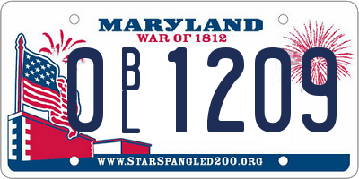 MD license plate 0BL1209