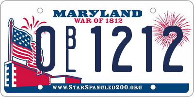MD license plate 0BL1212
