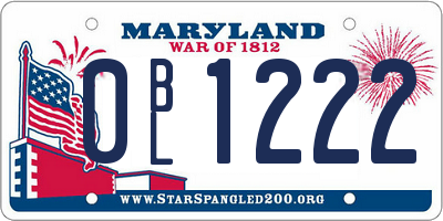 MD license plate 0BL1222