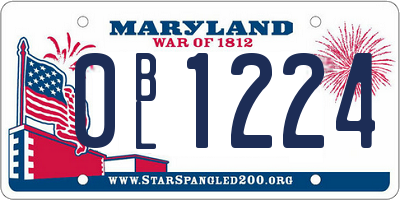 MD license plate 0BL1224