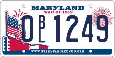 MD license plate 0BL1249