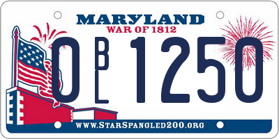MD license plate 0BL1250