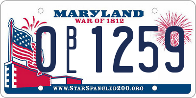 MD license plate 0BL1259