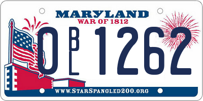 MD license plate 0BL1262