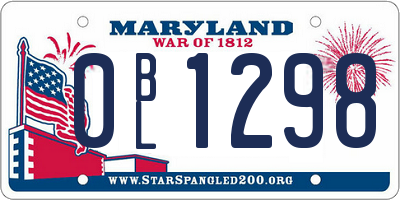 MD license plate 0BL1298