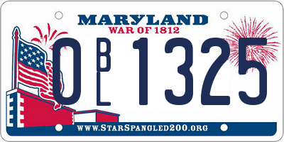 MD license plate 0BL1325