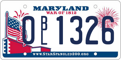 MD license plate 0BL1326