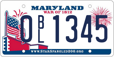 MD license plate 0BL1345
