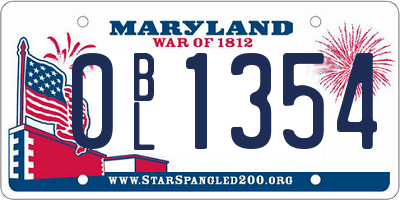 MD license plate 0BL1354