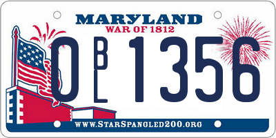 MD license plate 0BL1356
