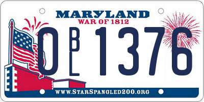 MD license plate 0BL1376