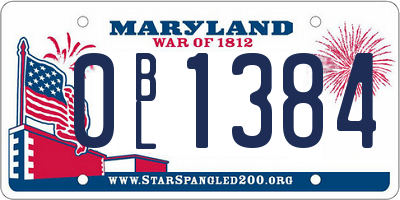 MD license plate 0BL1384