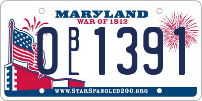 MD license plate 0BL1391