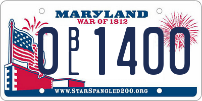 MD license plate 0BL1400