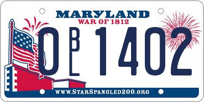 MD license plate 0BL1402
