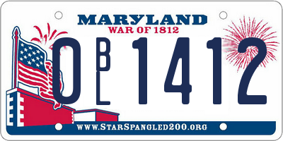 MD license plate 0BL1412
