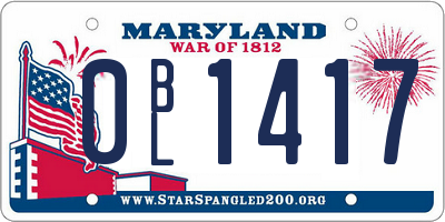 MD license plate 0BL1417