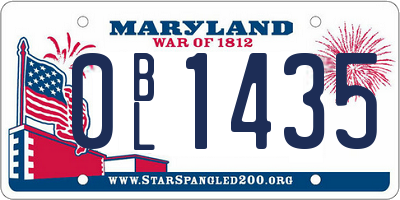 MD license plate 0BL1435
