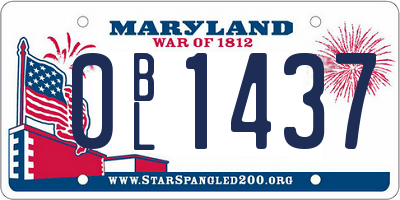 MD license plate 0BL1437
