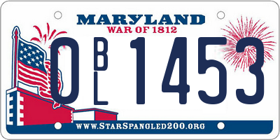 MD license plate 0BL1453