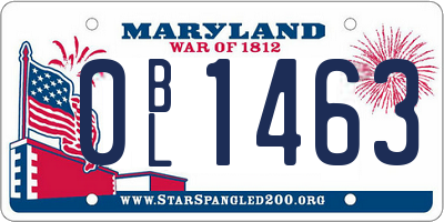 MD license plate 0BL1463