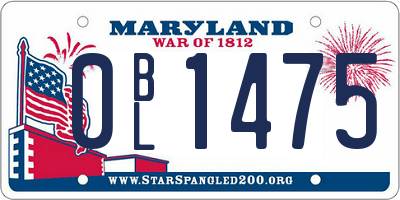 MD license plate 0BL1475