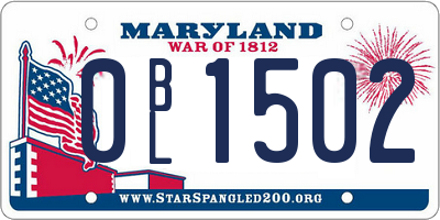 MD license plate 0BL1502