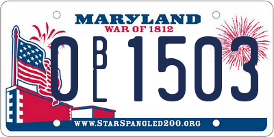 MD license plate 0BL1503