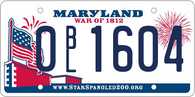 MD license plate 0BL1604
