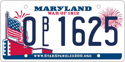 MD license plate 0BL1625