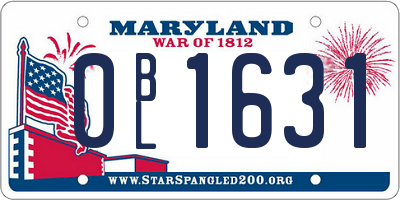 MD license plate 0BL1631