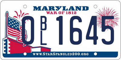 MD license plate 0BL1645
