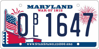 MD license plate 0BL1647