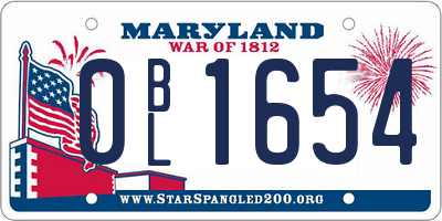 MD license plate 0BL1654