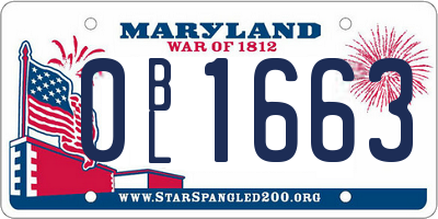 MD license plate 0BL1663
