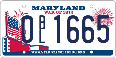 MD license plate 0BL1665