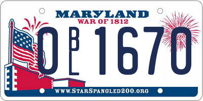MD license plate 0BL1670