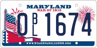 MD license plate 0BL1674