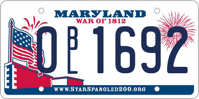 MD license plate 0BL1692