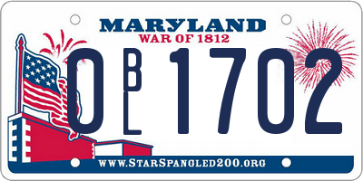 MD license plate 0BL1702