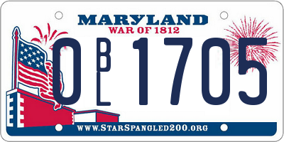 MD license plate 0BL1705