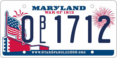 MD license plate 0BL1712